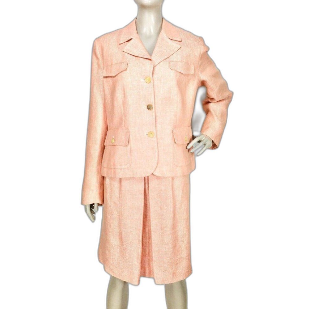 Tommy Hilfiger Orange Linen Skirt & Blazer Business Suit Women's 10/12